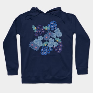 Blue Floral Design Hoodie